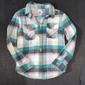 SO Kids Plaid Shirt - Blue and White